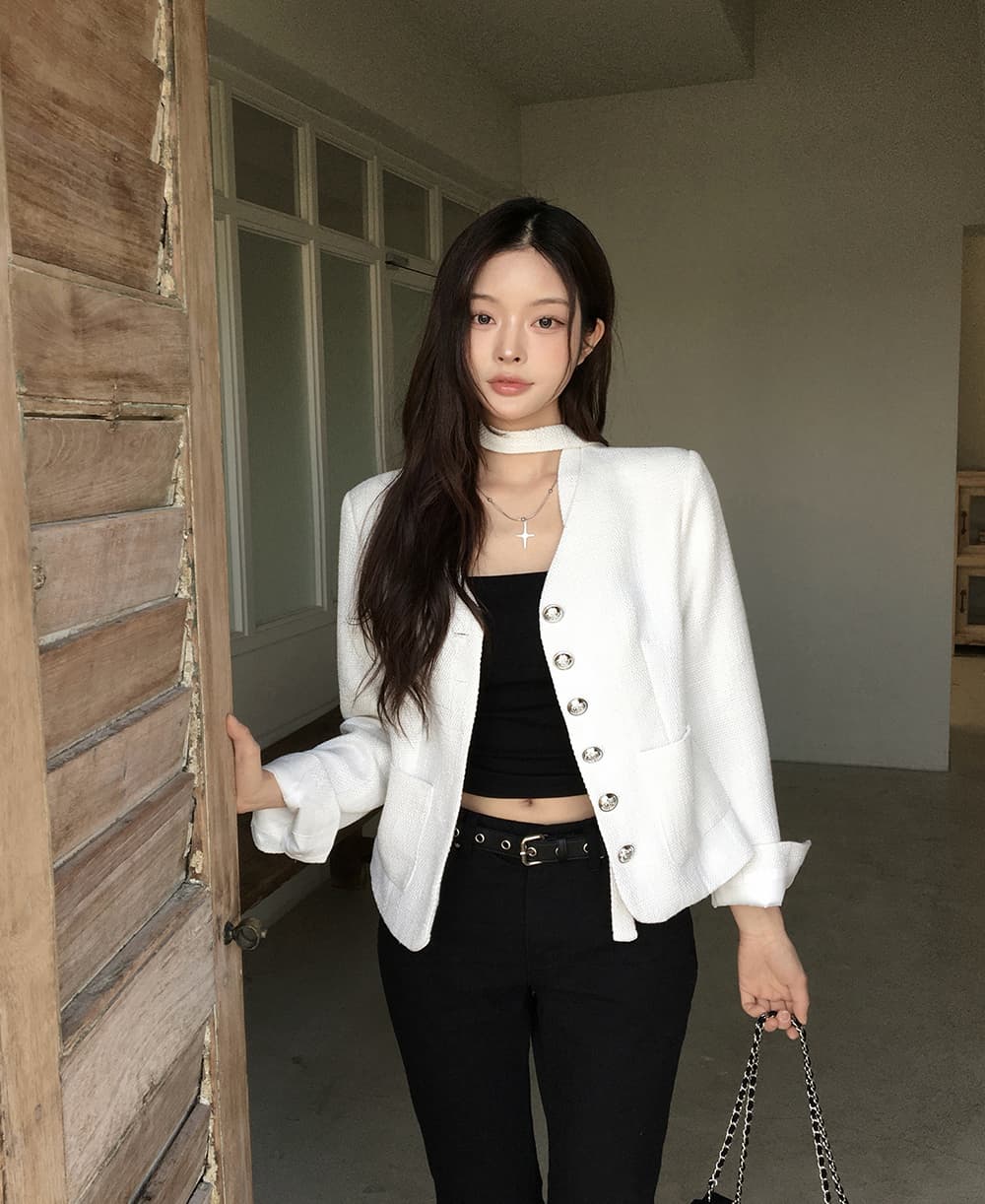 있음 선적 chic 한국 스타일 작은 샤넬 스타일 재킷 상세 이미지 16