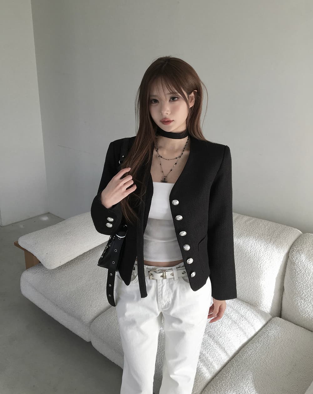 있음 선적 chic 한국 스타일 작은 샤넬 스타일 재킷 상세 이미지 18