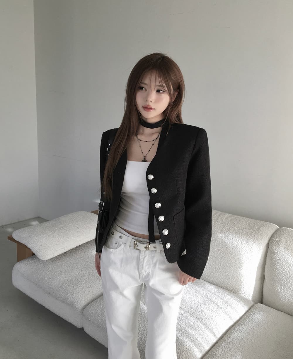 있음 선적 chic 한국 스타일 작은 샤넬 스타일 재킷 상세 이미지 19