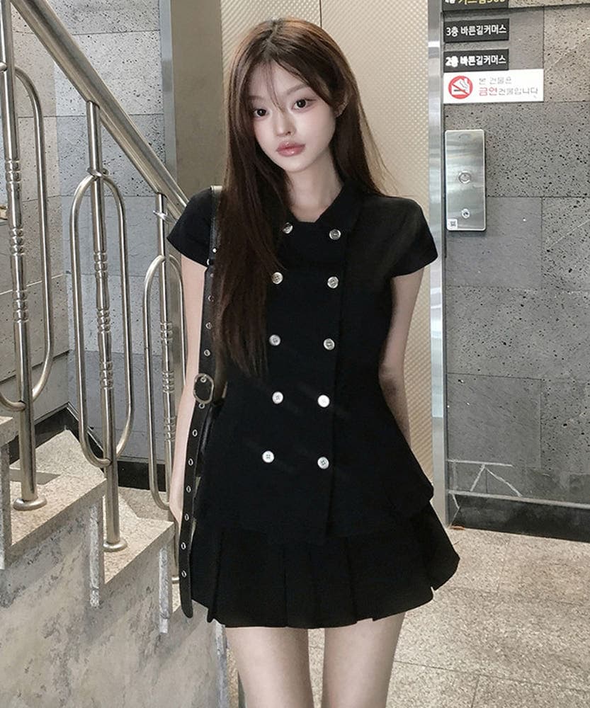 있음 선적 일본식 이중 버튼 허리 수축 슬림해 보이는 반팔 셔츠 재킷 상세 이미지 9