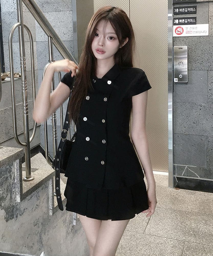 있음 선적 일본식 이중 버튼 허리 수축 슬림해 보이는 반팔 셔츠 재킷 상세 이미지 11