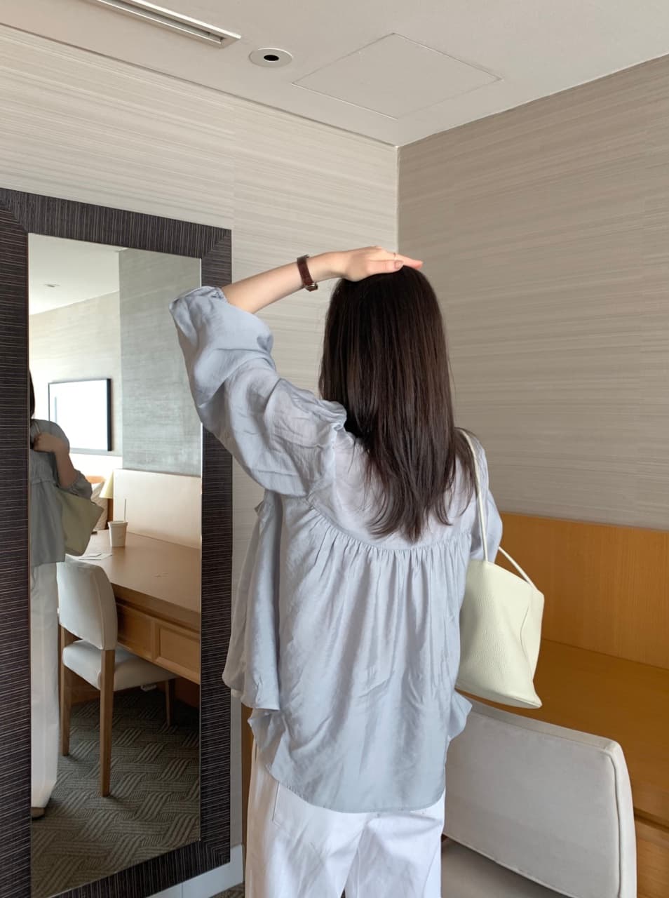 chic 한국 스타일 이른 가을 V 넥 셔츠 상세 이미지 18