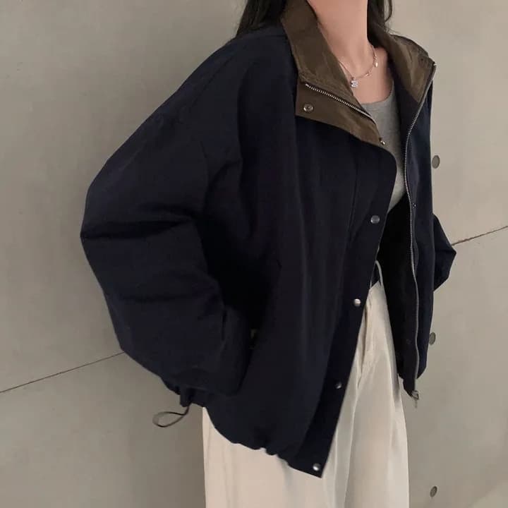 있음 선적 chic 한국 스타일 배색 캐주얼 재킷 상세 이미지 8