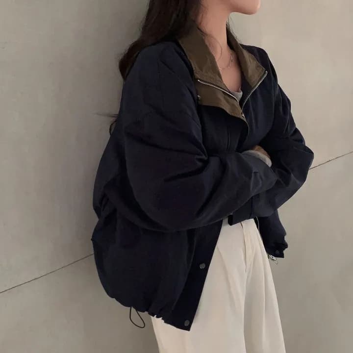 있음 선적 chic 한국 스타일 배색 캐주얼 재킷 상세 이미지 9