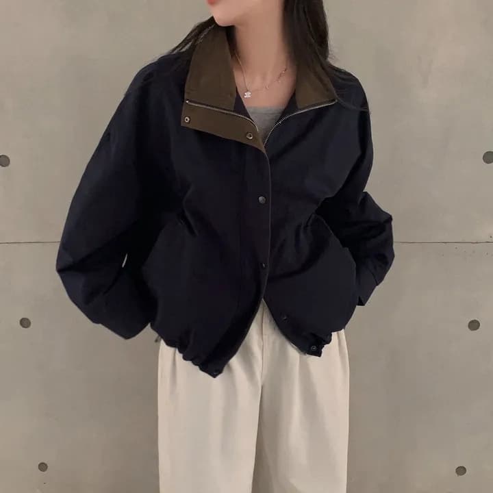 있음 선적 chic 한국 스타일 배색 캐주얼 재킷 상세 이미지 10