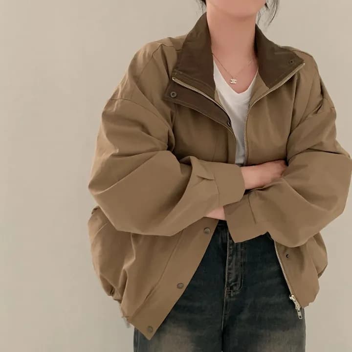 있음 선적 chic 한국 스타일 배색 캐주얼 재킷 상세 이미지 17