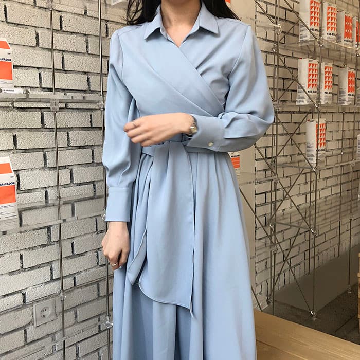 chic 한국 스타일 십자가 스트랩 품격 드레스 이미지 4