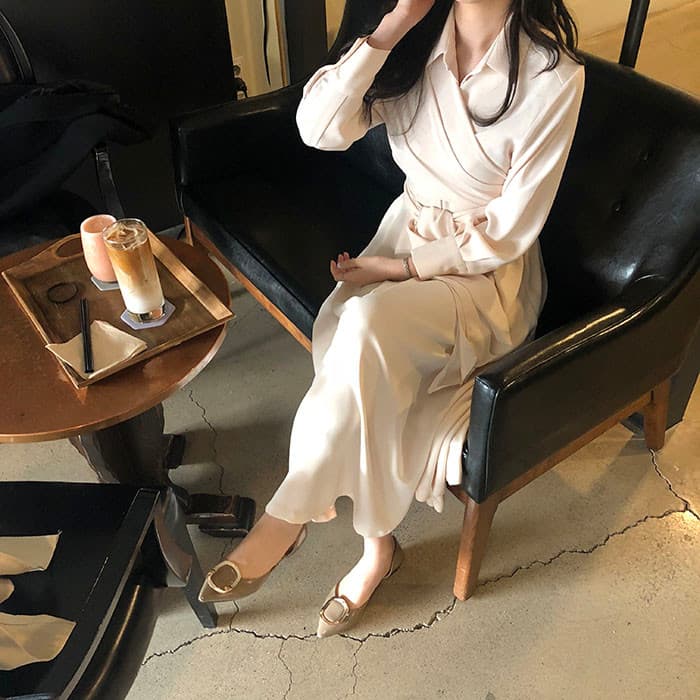 chic 한국 스타일 십자가 스트랩 품격 드레스 이미지 2