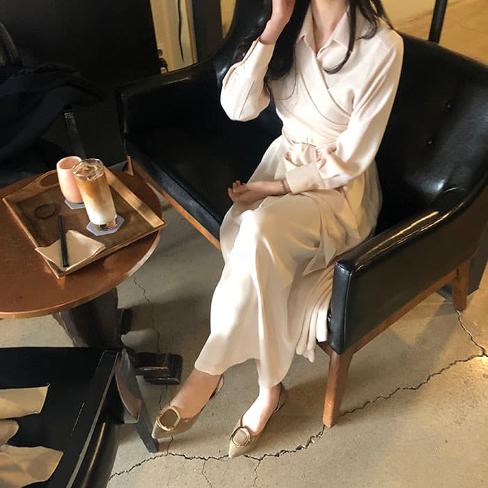 chic 한국 스타일 십자가 스트랩 품격 드레스 상세 이미지 6