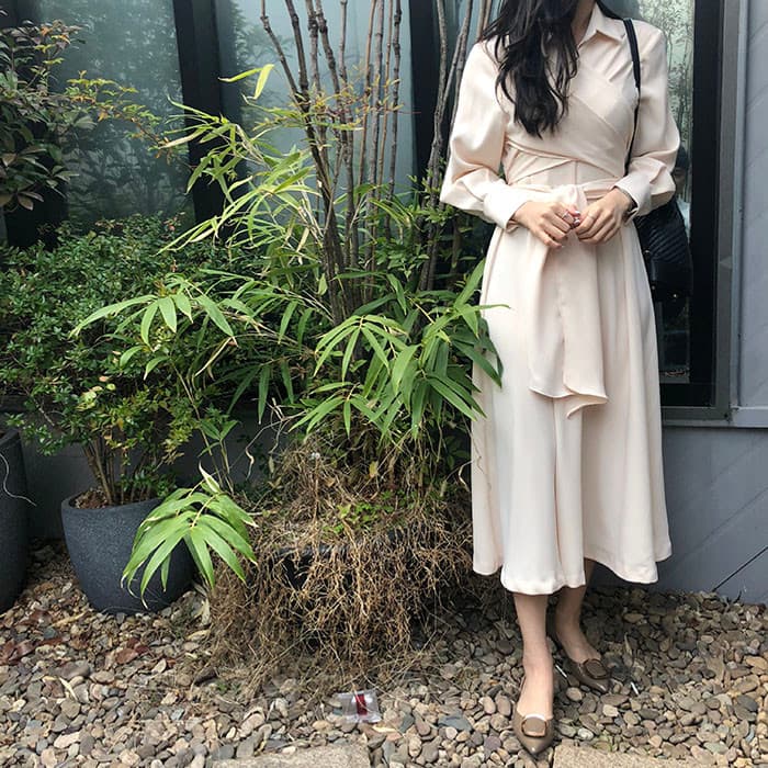 chic 한국 스타일 십자가 스트랩 품격 드레스 상세 이미지 12