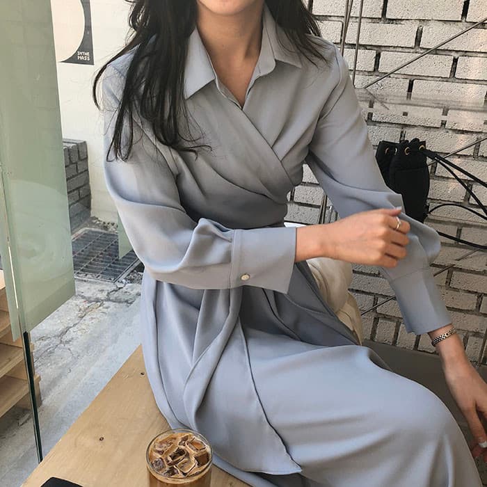 chic 한국 스타일 십자가 스트랩 품격 드레스 상세 이미지 19