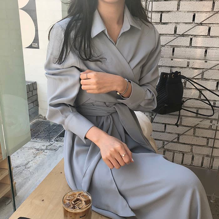 chic 한국 스타일 십자가 스트랩 품격 드레스 상세 이미지 20