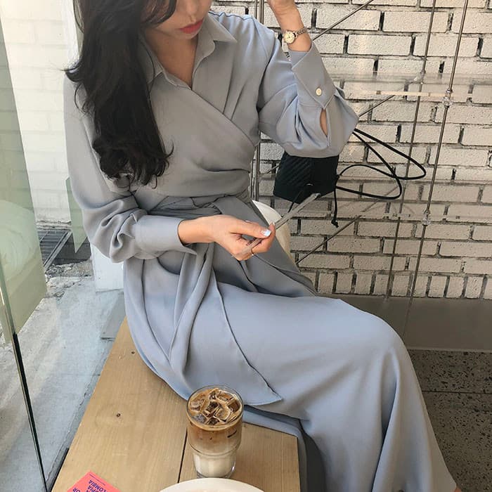 chic 한국 스타일 십자가 스트랩 품격 드레스 상세 이미지 22