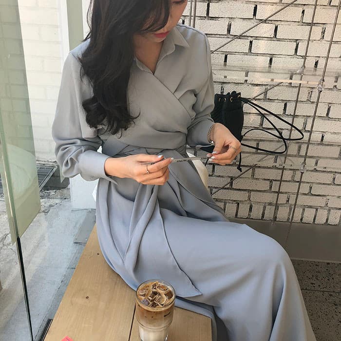 chic 한국 스타일 십자가 스트랩 품격 드레스 상세 이미지 23