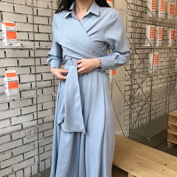 chic 한국 스타일 십자가 스트랩 품격 드레스 상세 이미지 28