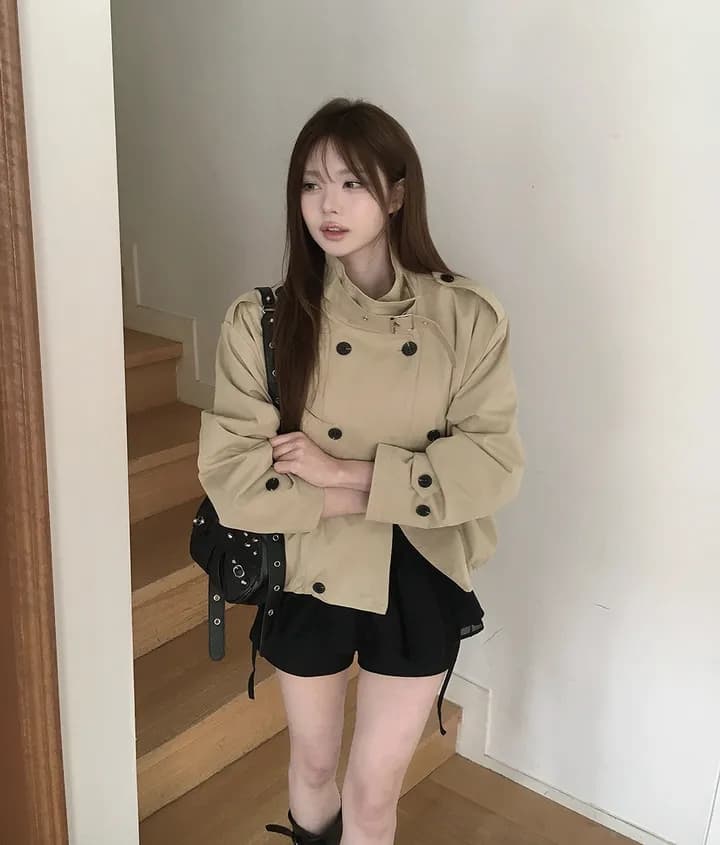 chic 한국 스타일 이중 버튼 재킷 이미지 4