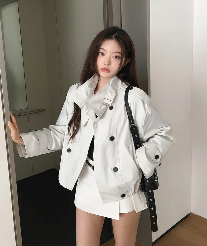chic 한국 스타일 이중 버튼 재킷 상세 이미지 8