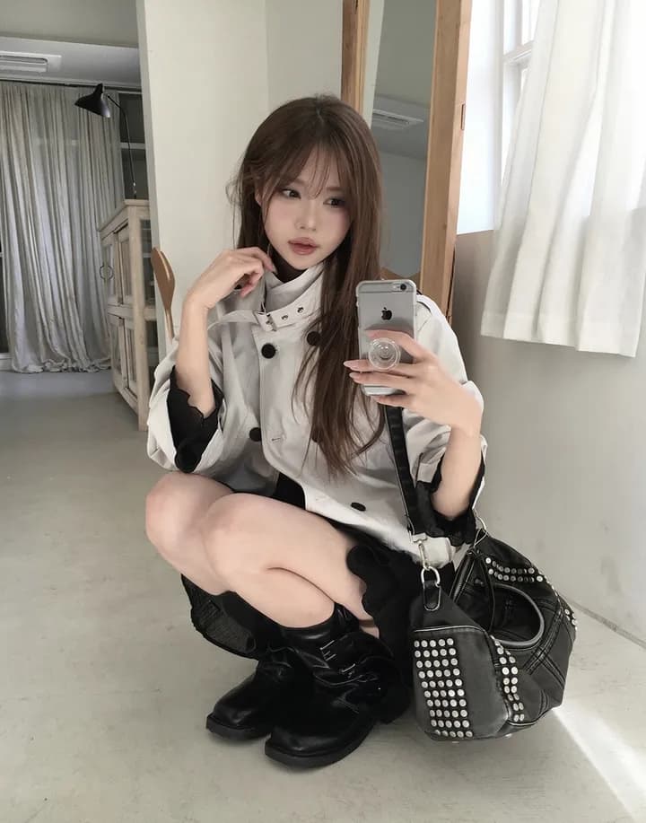 chic 한국 스타일 이중 버튼 재킷 상세 이미지 15