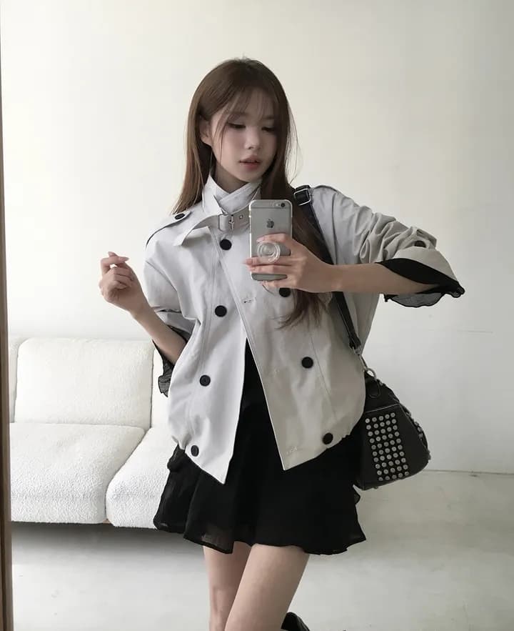 chic 한국 스타일 이중 버튼 재킷 상세 이미지 19