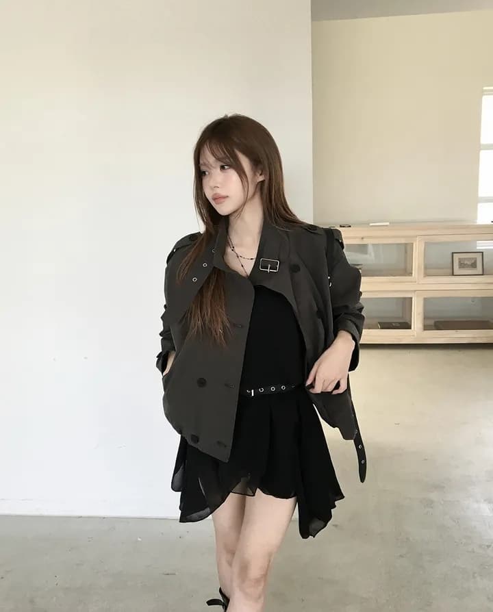 chic 한국 스타일 이중 버튼 재킷 상세 이미지 23