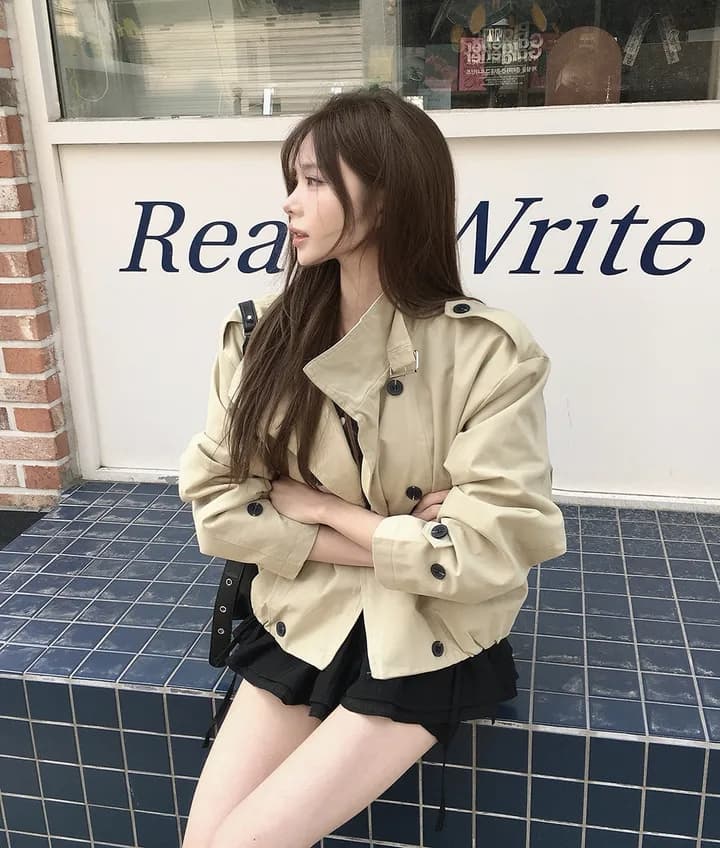 chic 한국 스타일 이중 버튼 재킷 상세 이미지 30