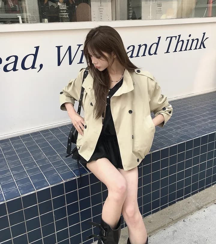 chic 한국 스타일 이중 버튼 재킷 상세 이미지 32