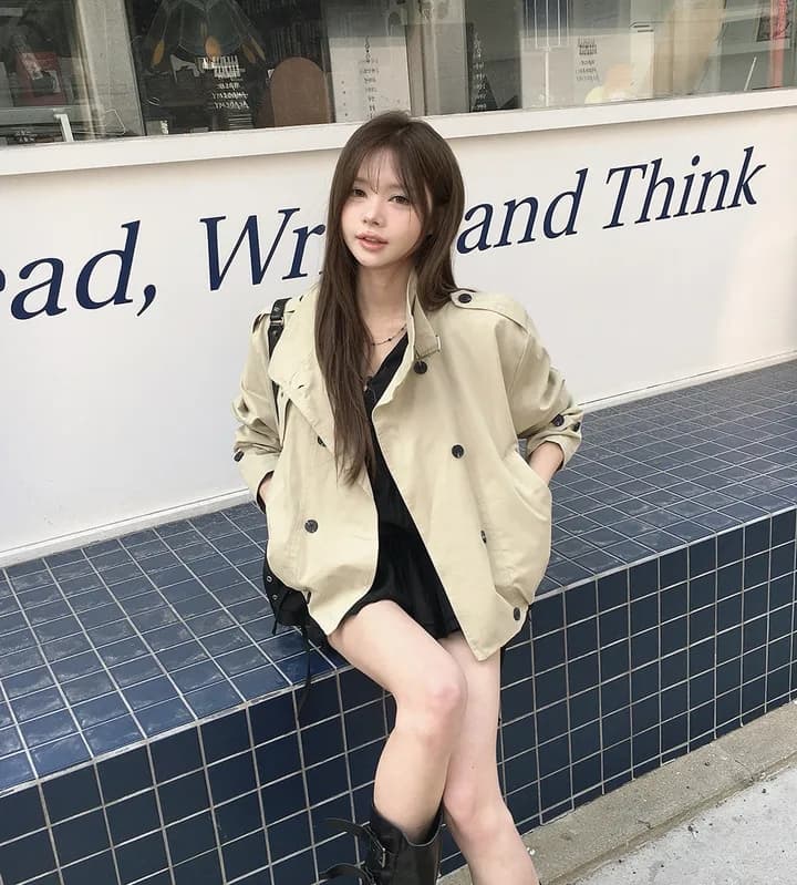 chic 한국 스타일 이중 버튼 재킷 상세 이미지 33