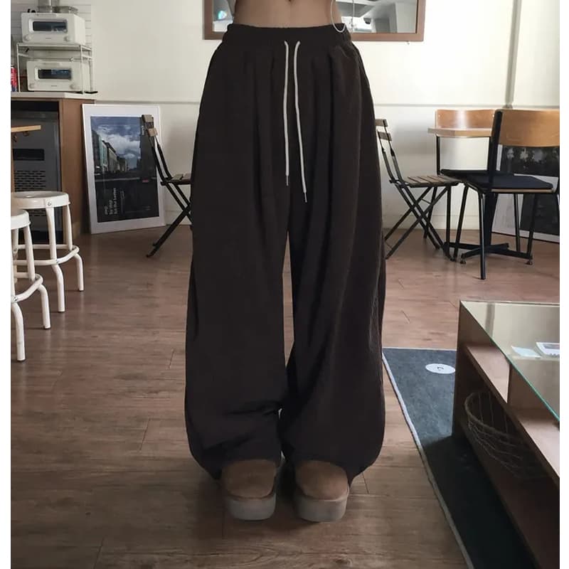 chic 한국 스타일 코듀로이 루즈핏 캐주얼 바지 긴 바지 이미지 4