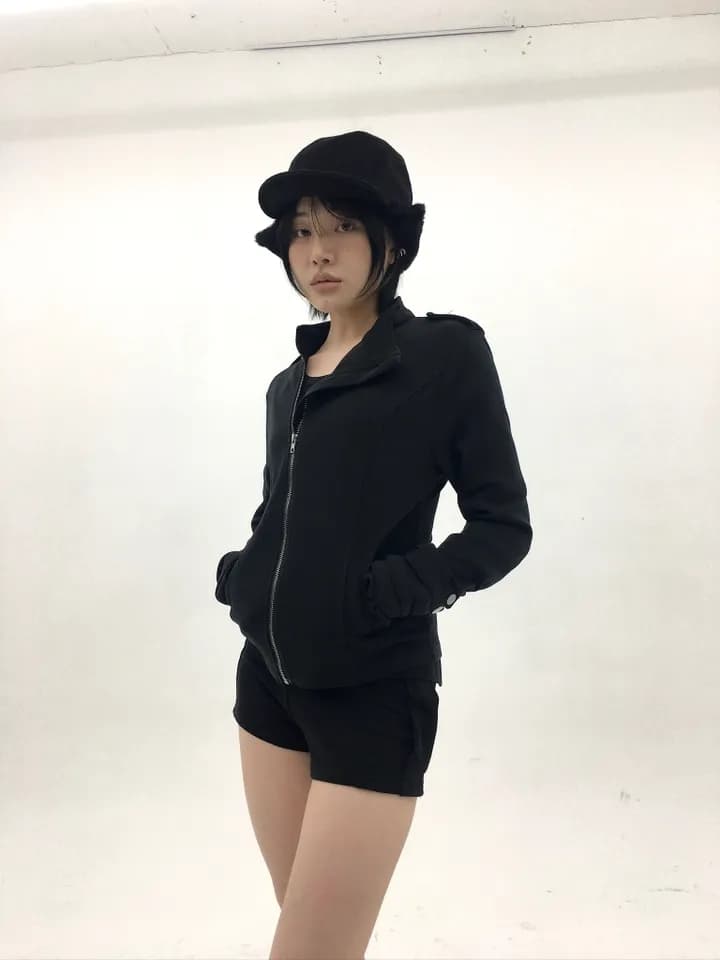 chic 한국 스타일 무거운 작업 비스듬한 문 襟 스탠드 칼라 후드티 재킷 상세 이미지 26