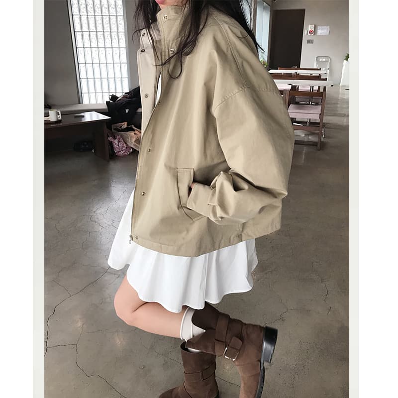 chic 한국 스타일 배색 캐주얼 재킷 재킷 이미지 4