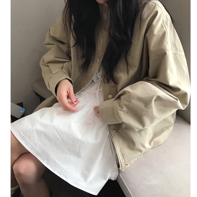 chic 한국 스타일 배색 캐주얼 재킷 재킷 이미지 5