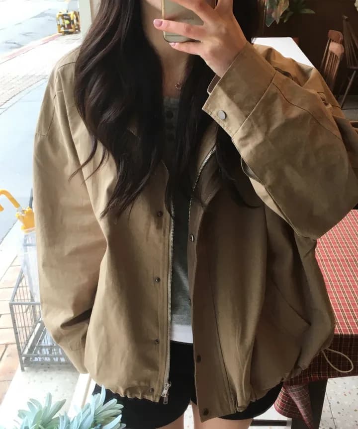 있음 선적 chic 한국 스타일 배색 재킷 상세 이미지 4
