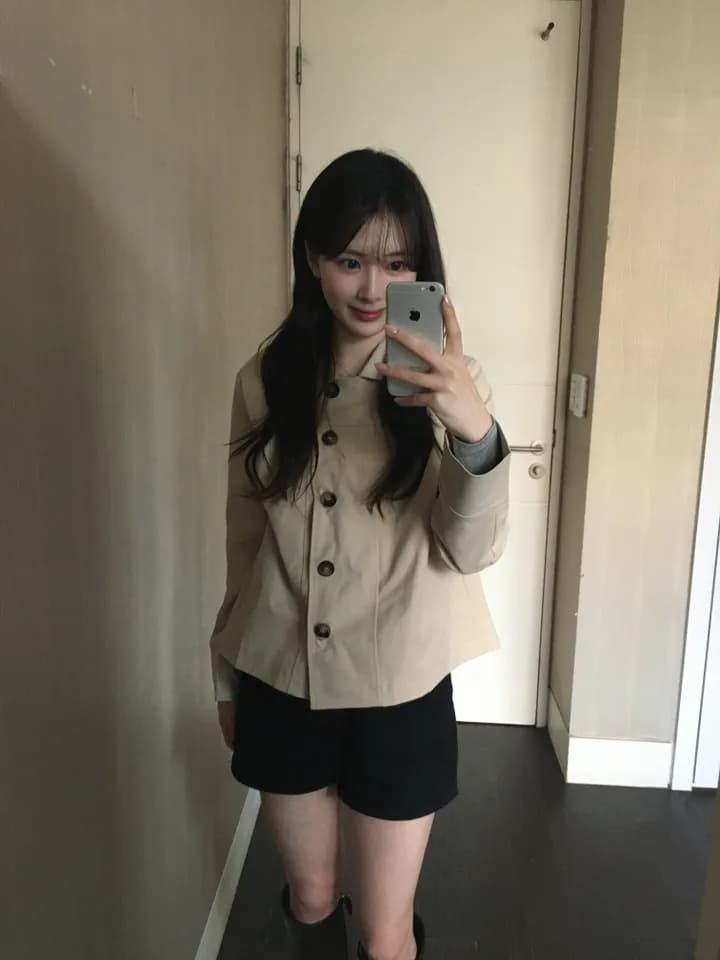 chic 한국 스타일 싱글 줄 버튼 작은 외투 상세 이미지 2