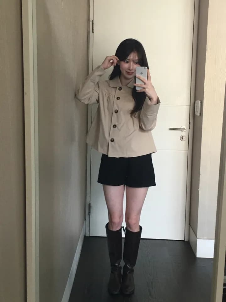 chic 한국 스타일 싱글 줄 버튼 작은 외투 상세 이미지 16