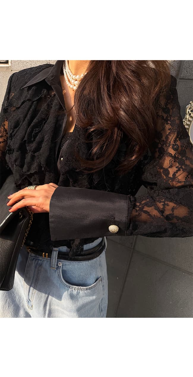 한 스타일 달콤함 레이스 다용도 레이스 셔츠 상세 이미지 19