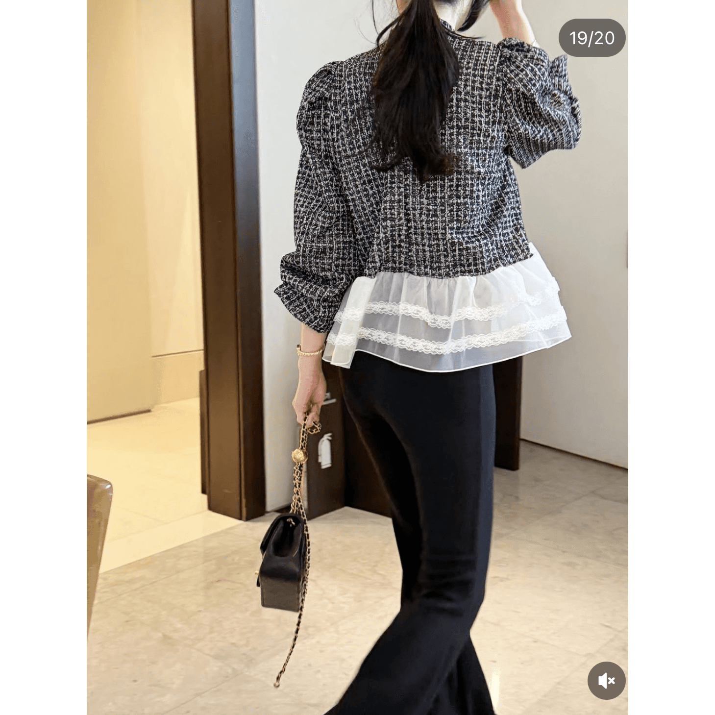 한 스타일 레트로 레이스 패치워크 백 잡아라. 의류 이미지 5