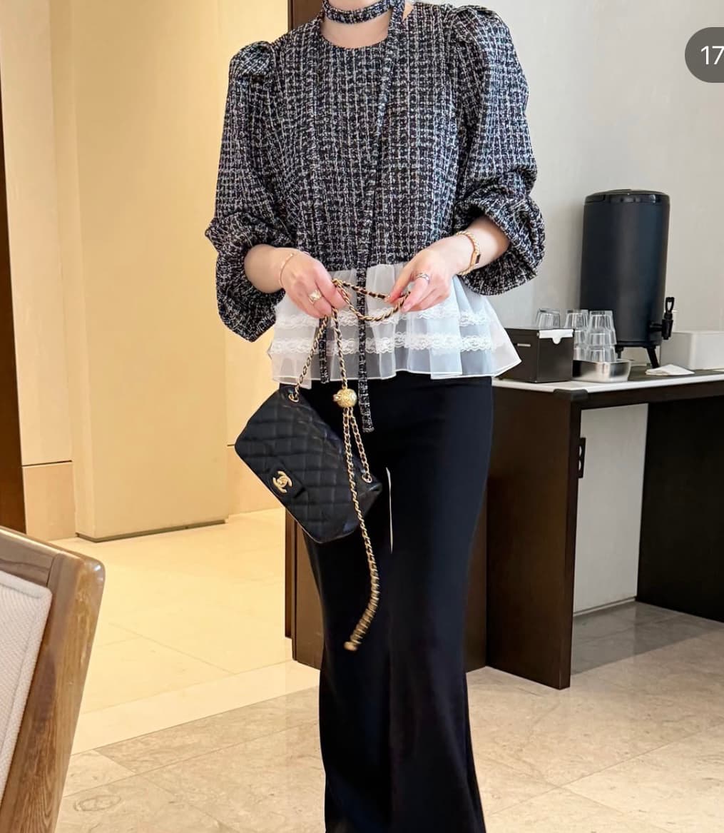 한 스타일 레트로 레이스 패치워크 백 잡아라. 의류 상세 이미지 10