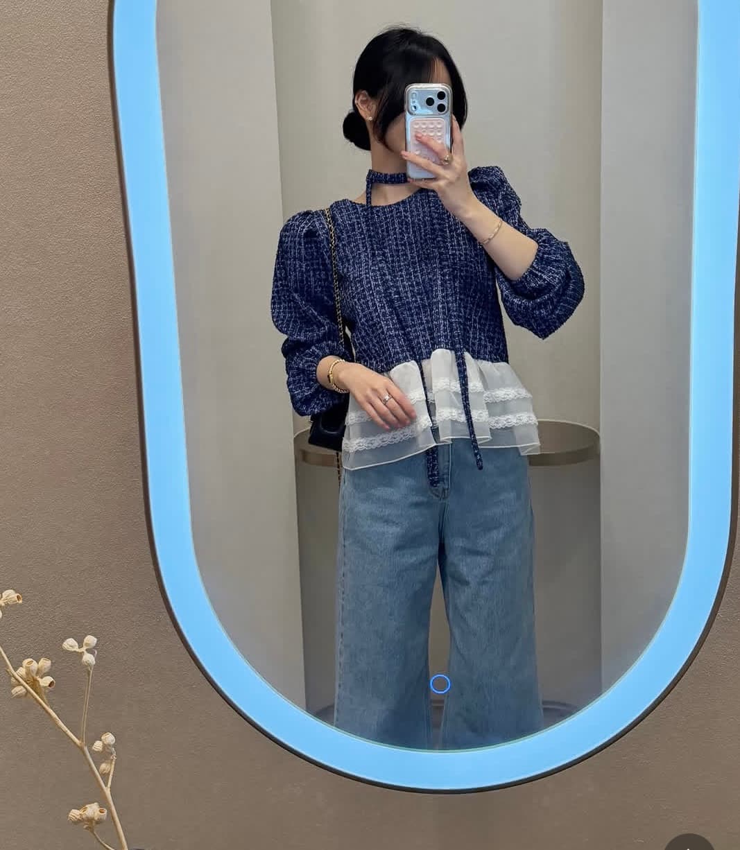 한 스타일 레트로 레이스 패치워크 백 잡아라. 의류 상세 이미지 13