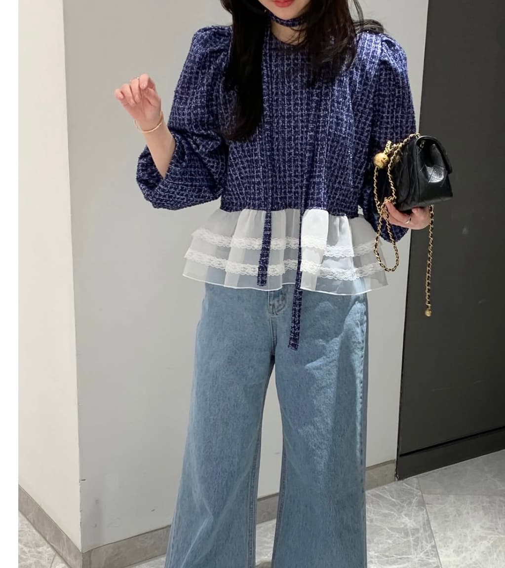 한 스타일 레트로 레이스 패치워크 백 잡아라. 의류 상세 이미지 20