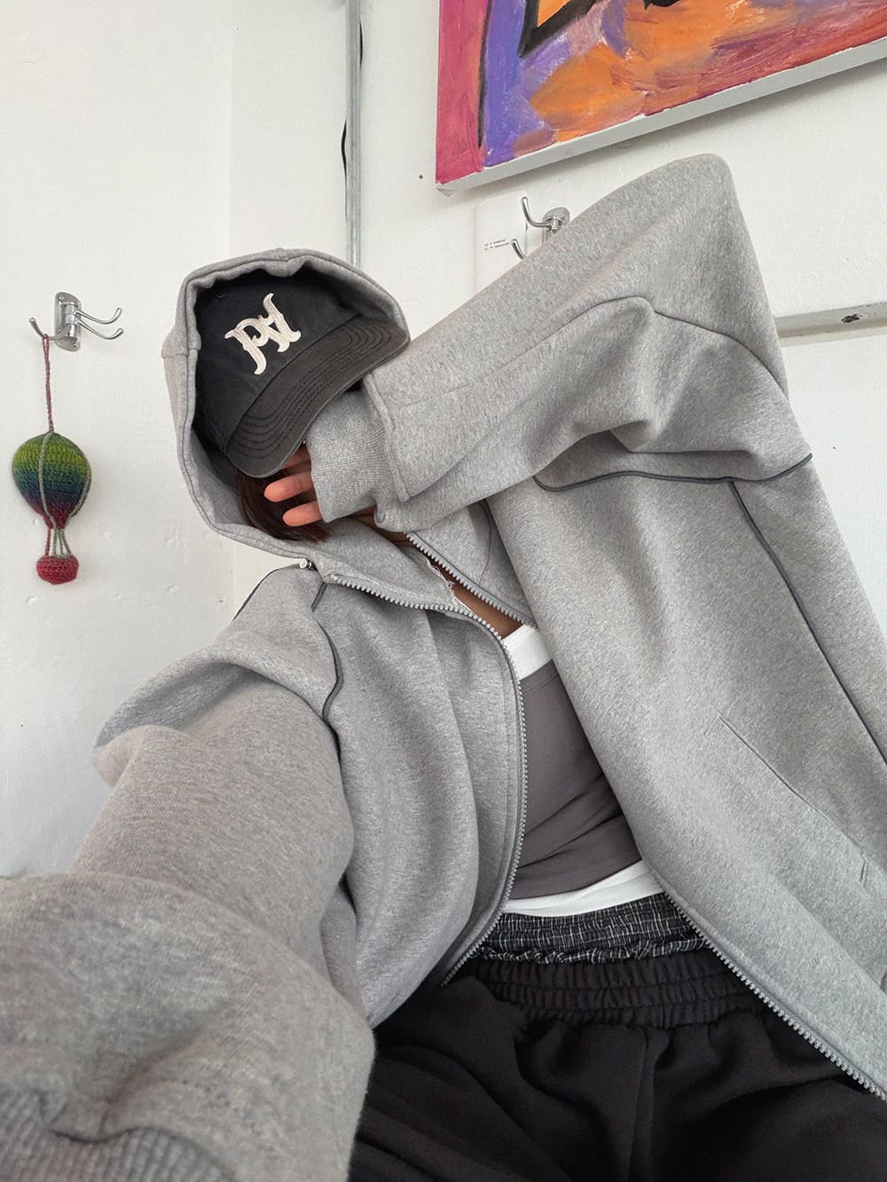 한 스타일 다용도 후드 티 스웨터 상세 이미지 6