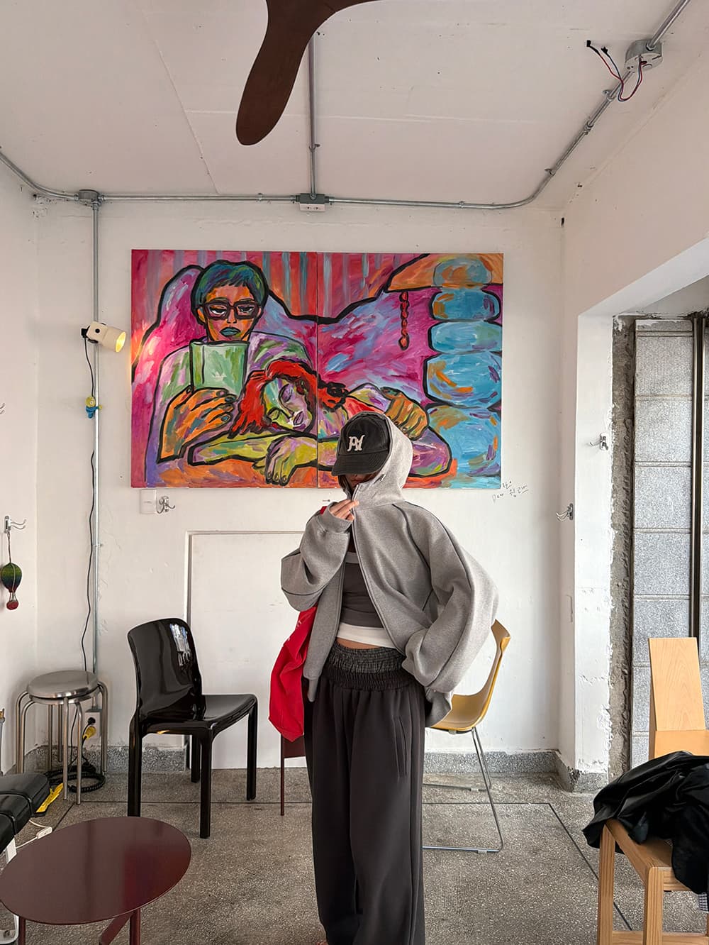 한 스타일 다용도 후드 티 스웨터 상세 이미지 8
