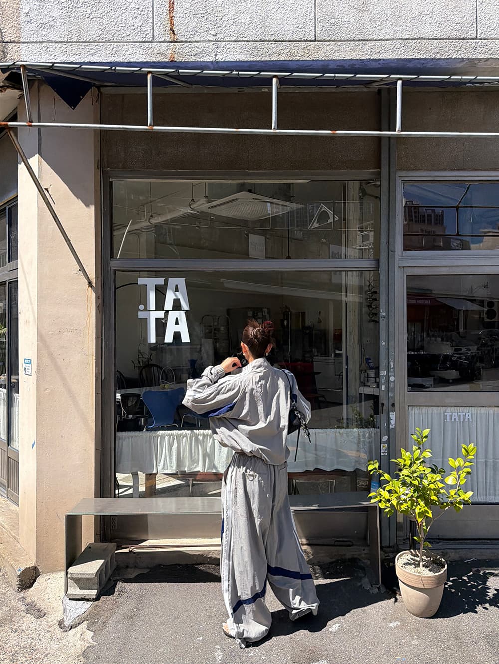 한 스타일 배색 스포츠 슈트 바지 상세 이미지 8