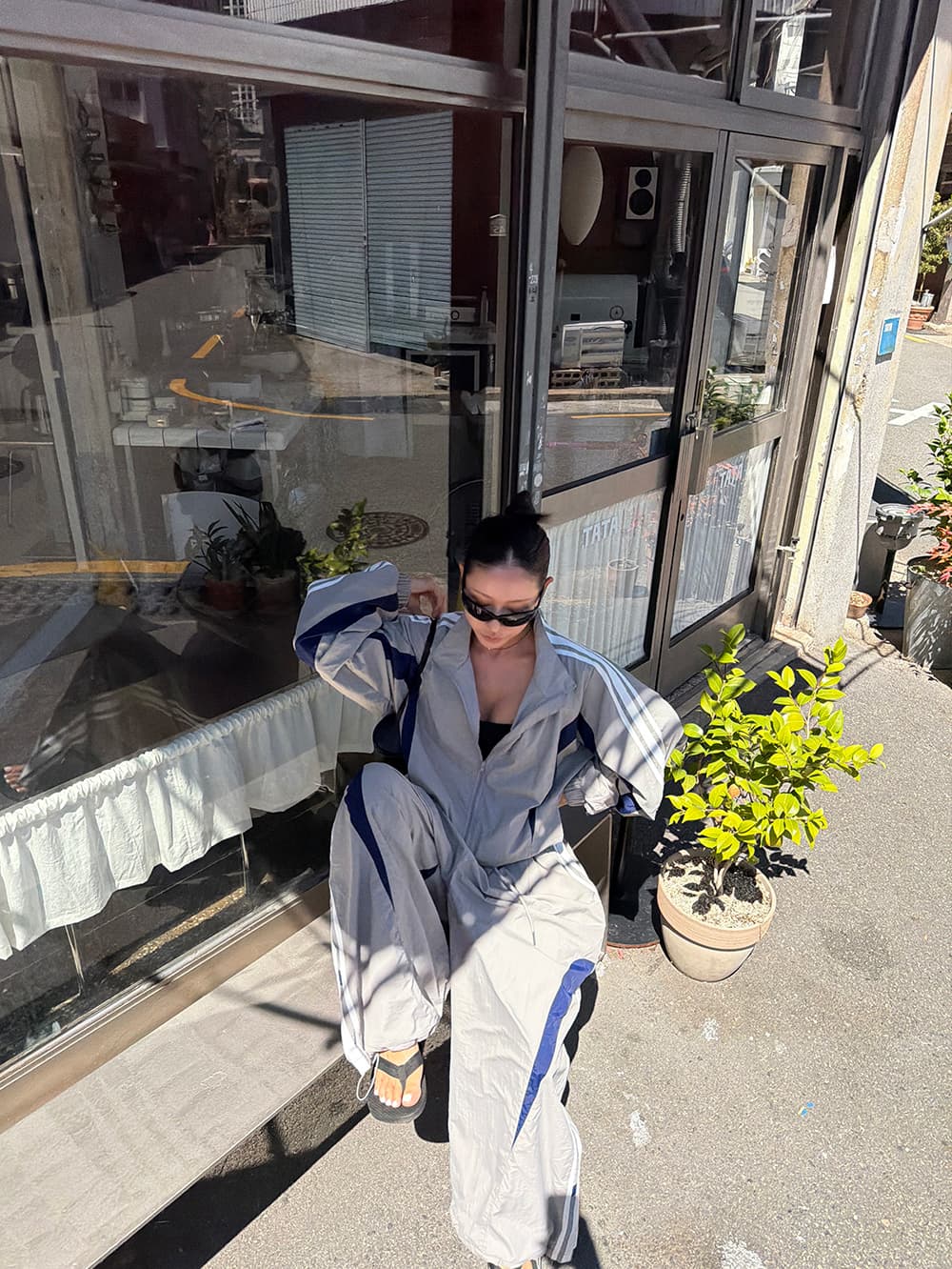 한 스타일 배색 스포츠 슈트 바지 상세 이미지 20