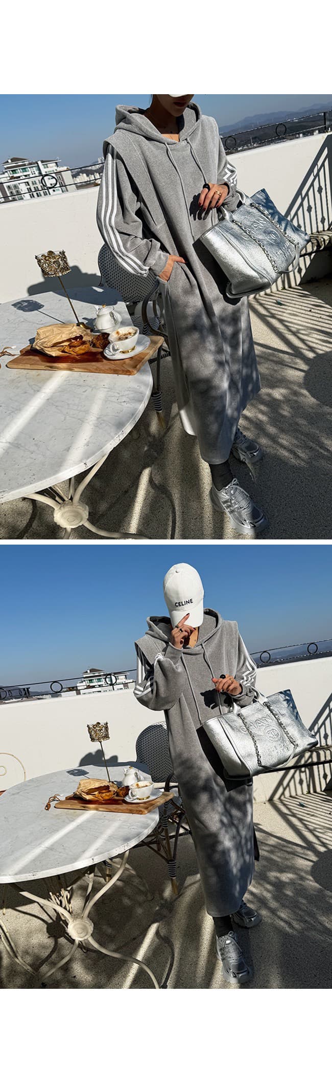 재고 있음 한 스타일 레트로 후드 루즈핏 드레스 상세 이미지 23