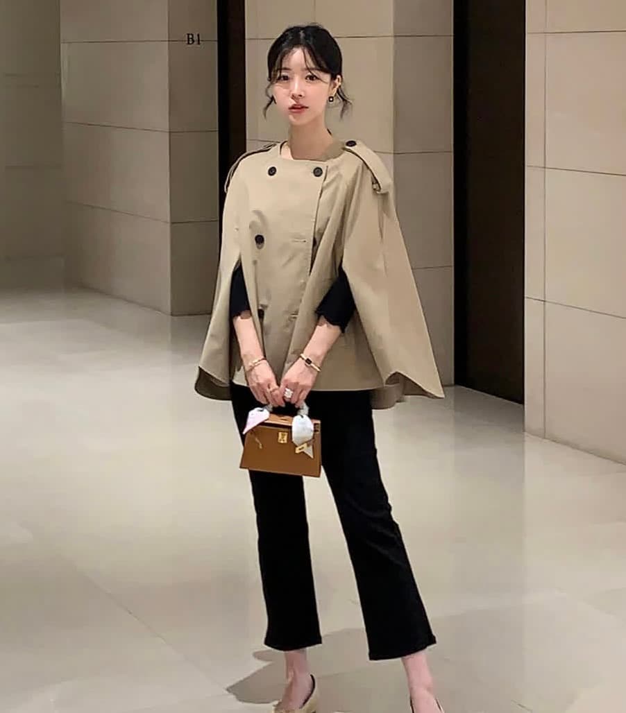 한 스타일 레트로 망토 바람막이 쇼트 스타일 재킷 상세 이미지 1