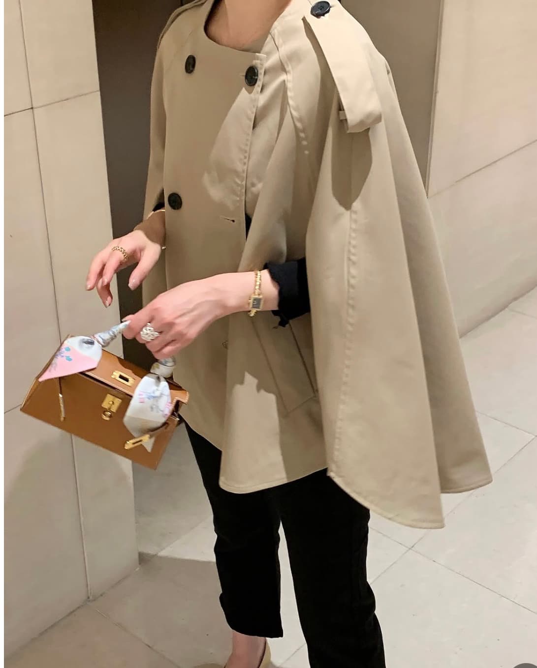 한 스타일 레트로 망토 바람막이 쇼트 스타일 재킷 상세 이미지 4