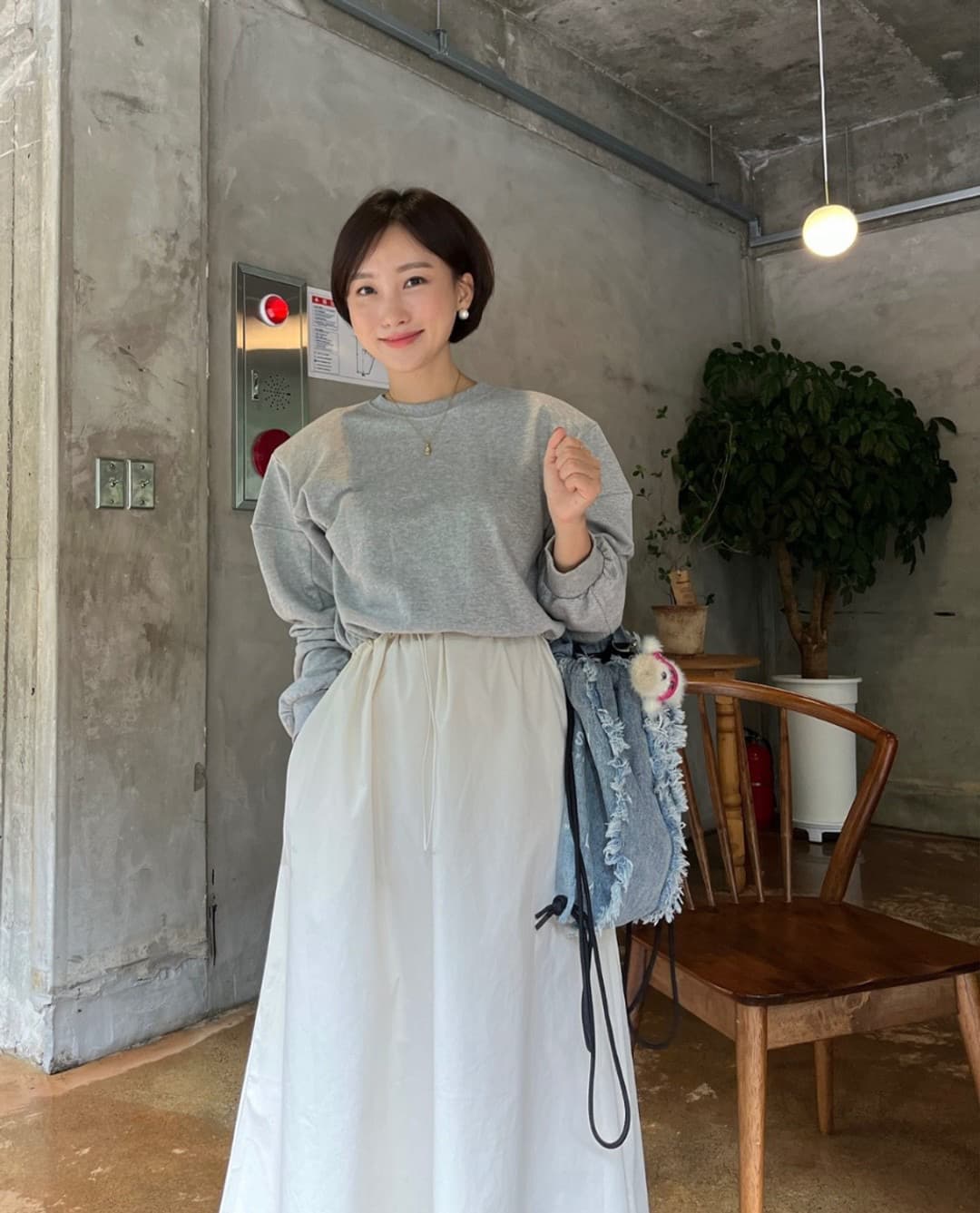 재고 있음 한 스타일 패치워크 후드티 롱 코트 드레스 상세 이미지 6
