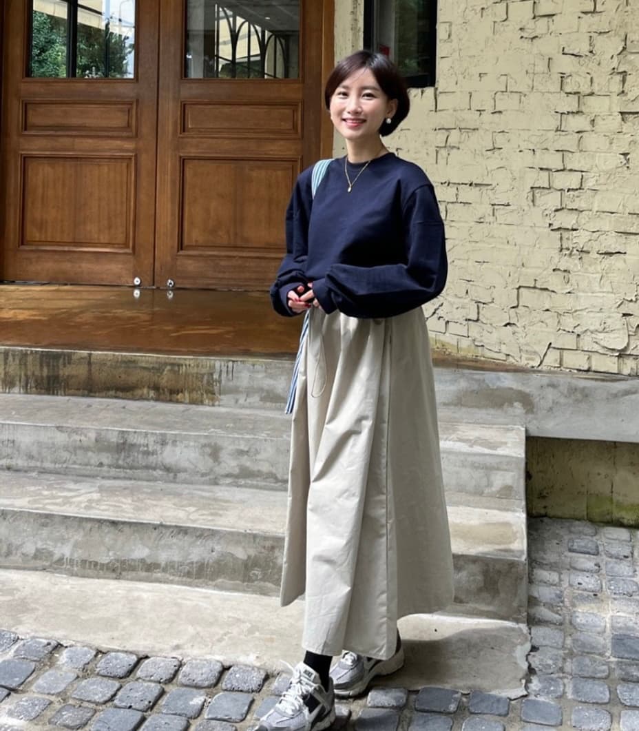 재고 있음 한 스타일 패치워크 후드티 롱 코트 드레스 상세 이미지 18