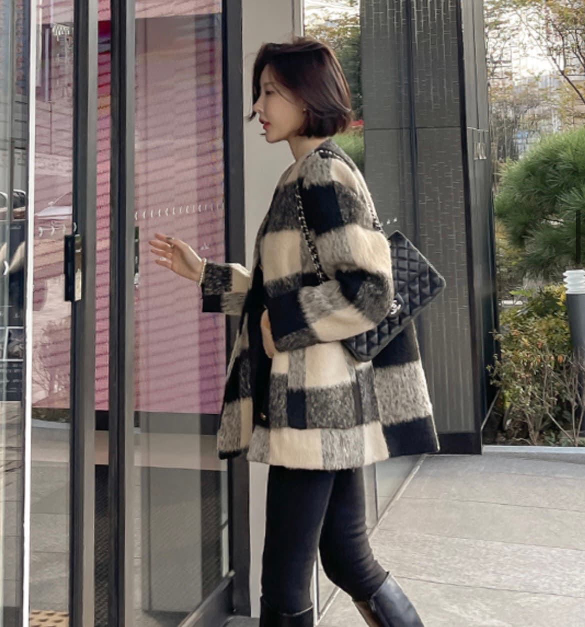 재고 있음 헤어 스타일 레트로 모직 외투 짧은 상세 이미지 6