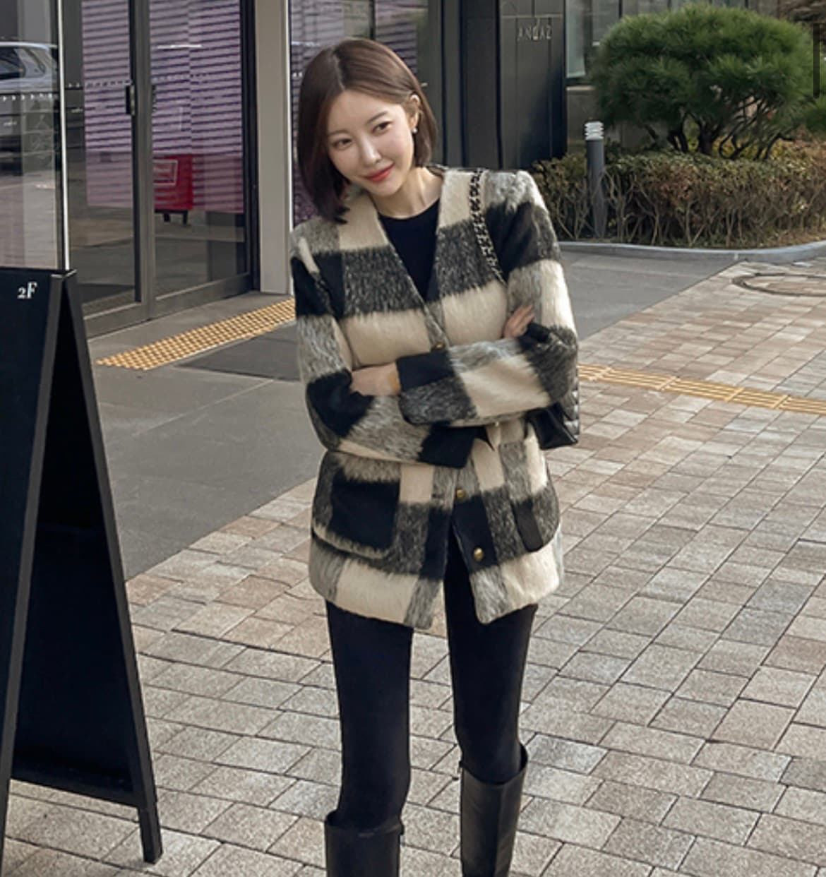 재고 있음 헤어 스타일 레트로 모직 외투 짧은 상세 이미지 12